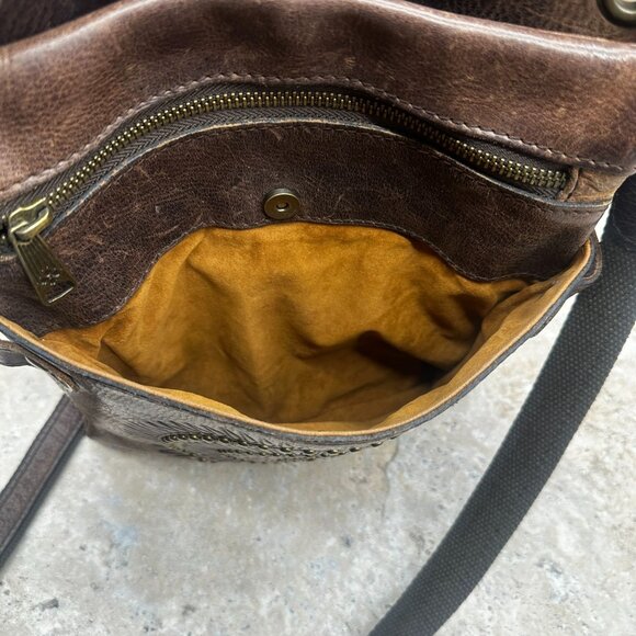 Patricia Nash Crossbody Bag Brown Leather Tooled Embossed Distressed Francesca - Picture 10 of 16